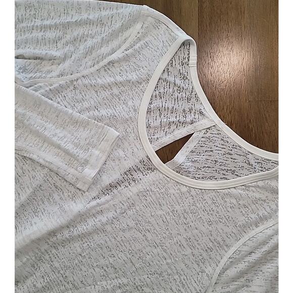 Lululemon Women’s Low-Key Burnout Long Sleeve Top M Open Back Spacedye White EUC - Picture 5 of 11